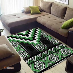 Green Taniko Pattern Aotearoa Area Rug Niho Taniwha Mix Poutama LT14