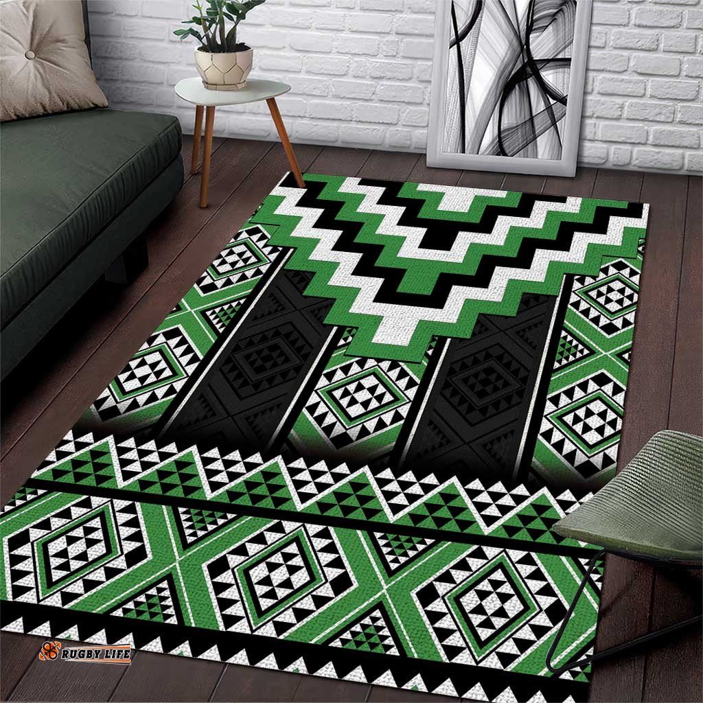Green Taniko Pattern Aotearoa Area Rug Niho Taniwha Mix Poutama LT14