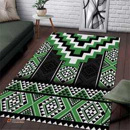 Green Taniko Pattern Aotearoa Area Rug Niho Taniwha Mix Poutama LT14