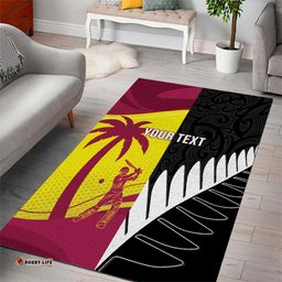 New Zealand and West Indies Cricket Custom Area Rug Black Cap Windies Together LT14