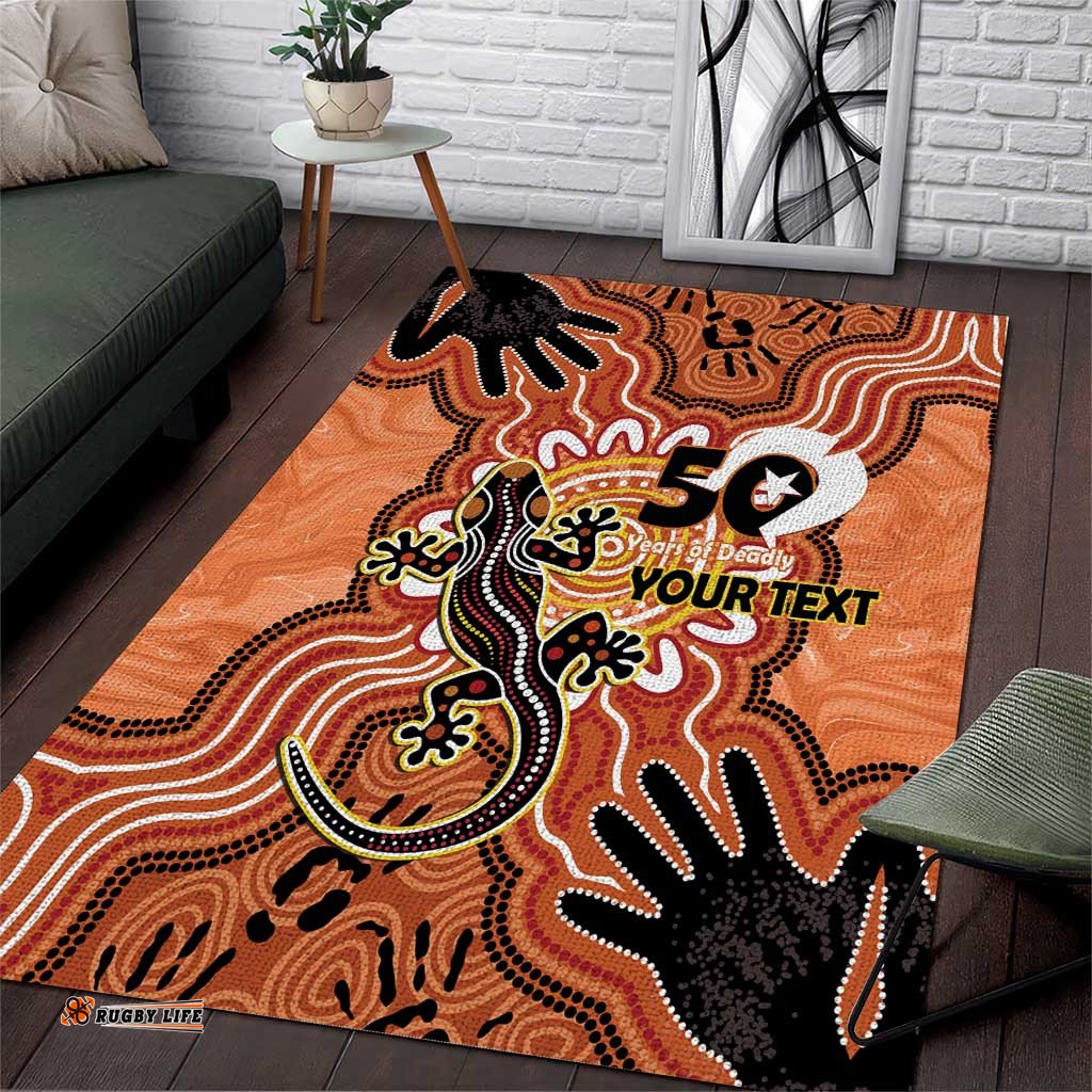 Personalised Australia Lizard NAIDOC Week 2026 Area Rug 50 Years of Deadly Aboriginal Art LT14