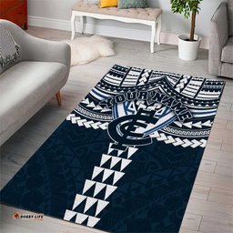 Personalized Carlton Blues Area Rug Polynesian Tribal Pattern Heritage Football TS04