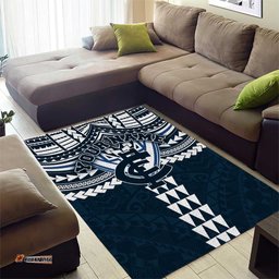 Personalized Carlton Blues Area Rug Polynesian Tribal Pattern Heritage Football TS04
