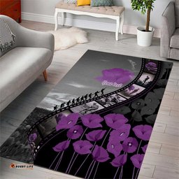 Personalised Remembering ANZAC Lest We Forget Area Rug Vintage Film Frame Memorial Purple Poppy LT9
