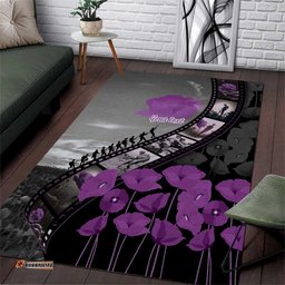 Personalised Remembering ANZAC Lest We Forget Area Rug Vintage Film Frame Memorial Purple Poppy LT9