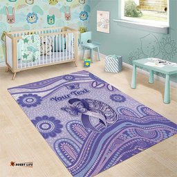 Personalised Epilepsy Awareness Area Rug Purple Ribbon Butterfly And Brain Aboriginal Art DT05