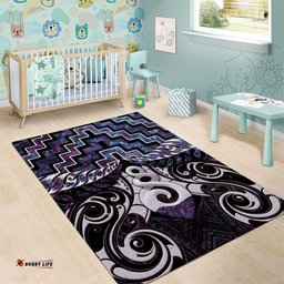 New Zealand Maori Area Rug Poutama Pikorua Purple Paua Shell LT05