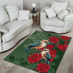 Kokaburra and Waratah Area Rug Aboriginal Art LT9
