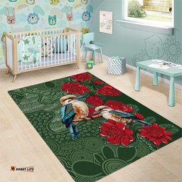 Kokaburra and Waratah Area Rug Aboriginal Art LT9