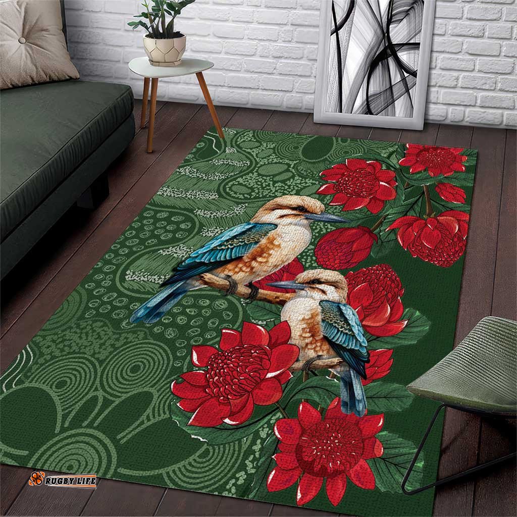 Kokaburra and Waratah Area Rug Aboriginal Art LT9
