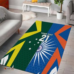 India vs Australia Custom Area Rug Blue vs Gold Cricket Heritage LT9