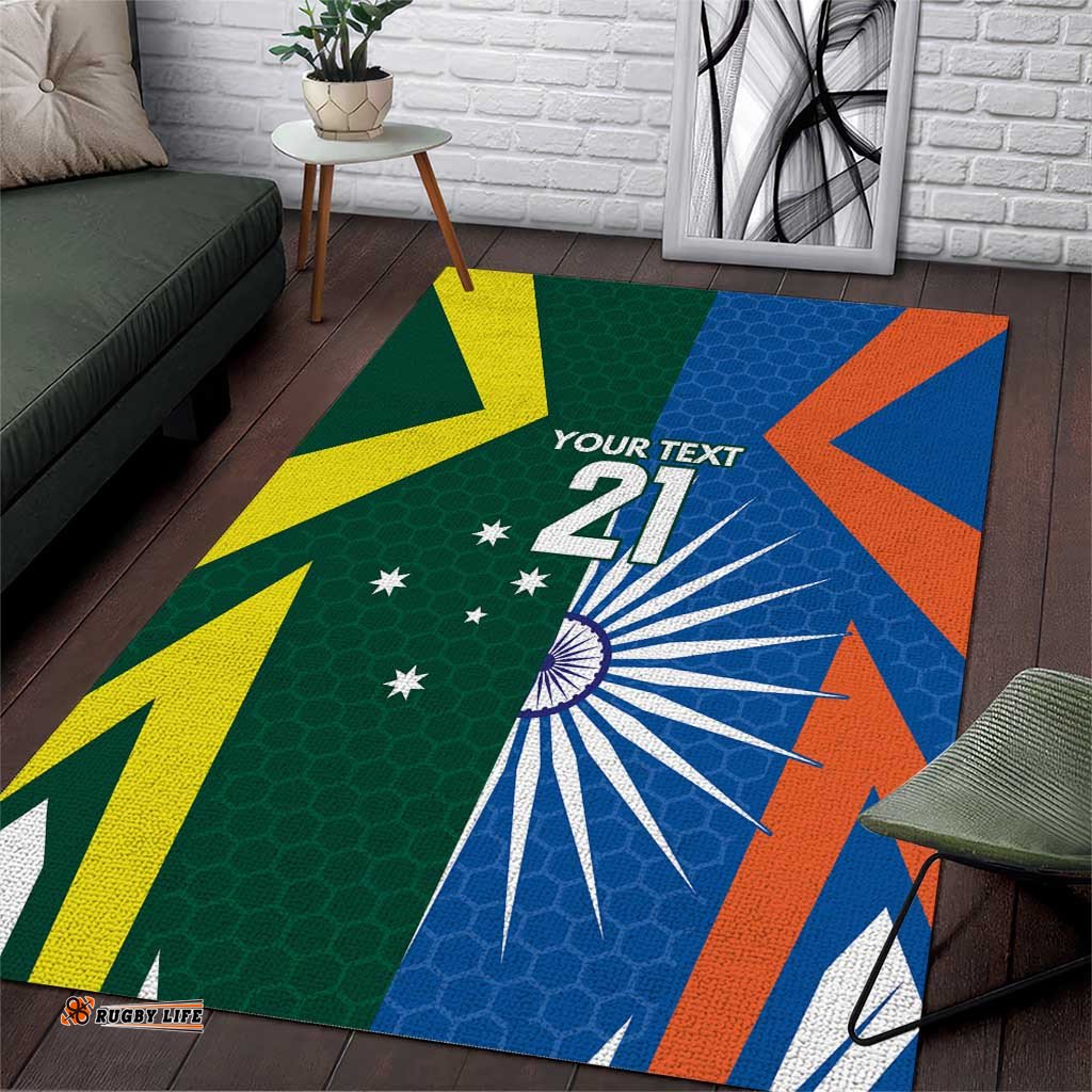 India vs Australia Custom Area Rug Blue vs Gold Cricket Heritage LT9