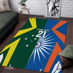 India vs Australia Custom Area Rug Blue vs Gold Cricket Heritage LT9