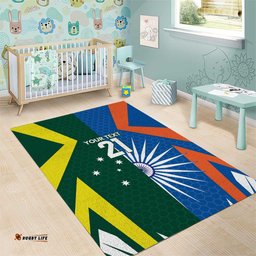 India vs Australia Custom Area Rug Blue vs Gold Cricket Heritage LT9