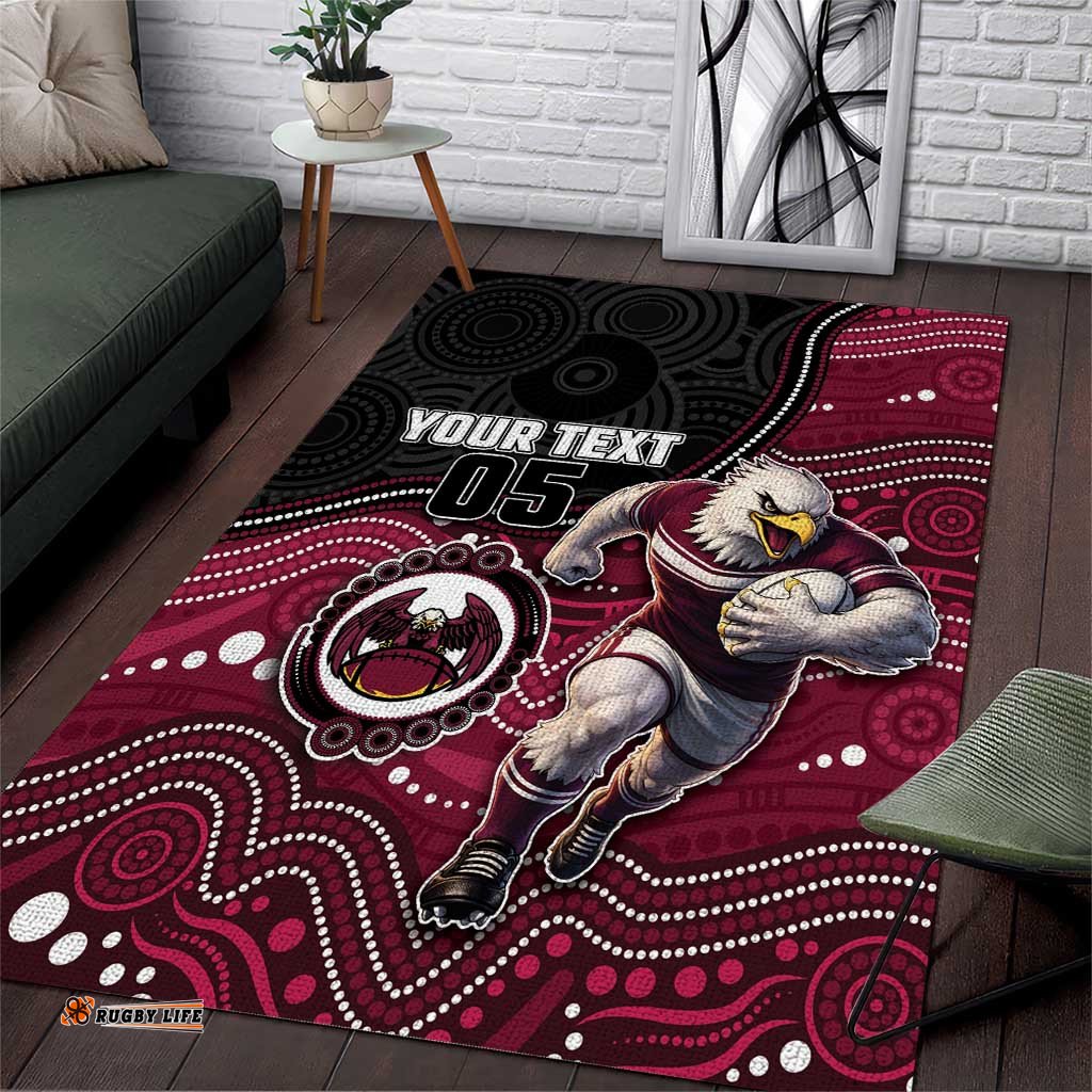 Custom Sea Eagles Area Rug Bird Mascot With Aboriginal Indigenous DT05