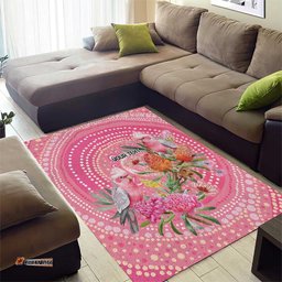 Personalized Pink Galah Aboriginal Dot Art Area Rug Australias Breast Cancer Awareness LT9