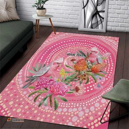 Personalized Pink Galah Aboriginal Dot Art Area Rug Australias Breast Cancer Awareness LT9