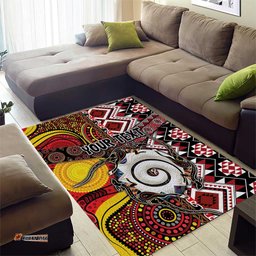 Personalised Aotearoa and Australia Together Area Rug Koru and Kangaroo - Taniko with Aboriginal Motif LT03