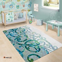 Paua Shell Maori Area Rug Koru Kowhaiwhai LT7
