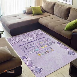 Epilepsy Awareness Alphabet Area Rug Purple Ribbon Butterfly Cute Style DT05