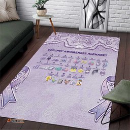 Epilepsy Awareness Alphabet Area Rug Purple Ribbon Butterfly Cute Style DT05