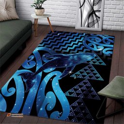Humpback Whale Matariki New Zealand Area Rug NZ Maori Paikea Poutama Luxury Blue LT14