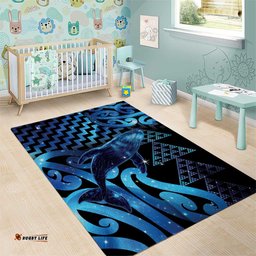 Humpback Whale Matariki New Zealand Area Rug NZ Maori Paikea Poutama Luxury Blue LT14