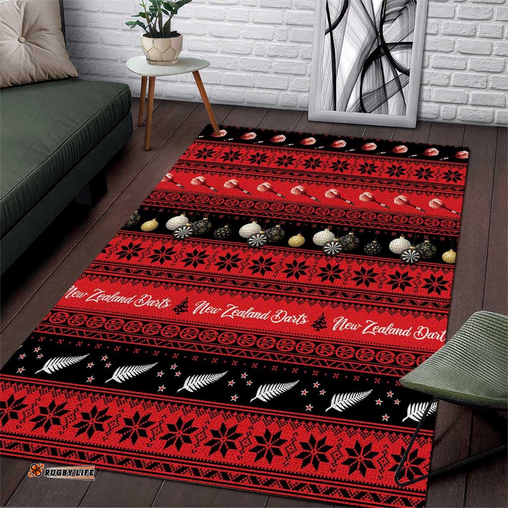 New Zealand Darts Christmas Area Rug Merry Xmas Aotearoa Maori Red LT14