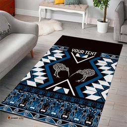 Personalised Taniko Motifs Aotearoa Area Rug Waitangi Kowhaiwhai Kiwi - Blue LT7