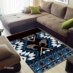 Personalised Taniko Motifs Aotearoa Area Rug Waitangi Kowhaiwhai Kiwi - Blue LT7