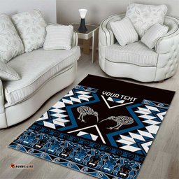 Personalised Taniko Motifs Aotearoa Area Rug Waitangi Kowhaiwhai Kiwi - Blue LT7