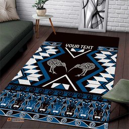 Personalised Taniko Motifs Aotearoa Area Rug Waitangi Kowhaiwhai Kiwi - Blue LT7