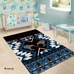 Personalised Taniko Motifs Aotearoa Area Rug Waitangi Kowhaiwhai Kiwi - Blue LT7
