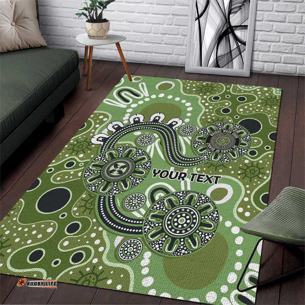 Personalised NAIDOC Week 50 Years Deadly Always Area Rug Green Aboriginal Artwork Dot Painting LT9