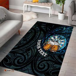 Personalized New Zealand Darts Beer Area Rug Paua Shell Aotearoa Maori Tattoo LT14