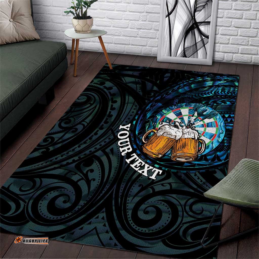 Personalized New Zealand Darts Beer Area Rug Paua Shell Aotearoa Maori Tattoo LT14