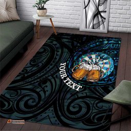 Personalized New Zealand Darts Beer Area Rug Paua Shell Aotearoa Maori Tattoo LT14