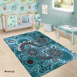 Personalised NAIDOC Week 50 Years Deadly Always Area Rug Teal Aboriginal Artwork Dot Painting LT9