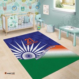 India Cricket Custom Area Rug Ashoka Chakra with Flag Style LT9