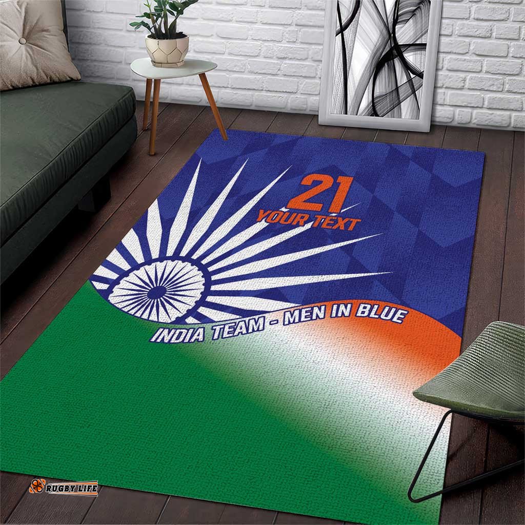 India Cricket Custom Area Rug Ashoka Chakra with Flag Style LT9