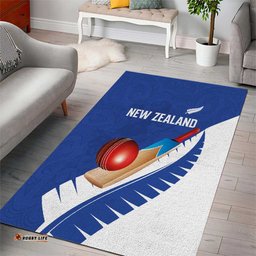 New Zealand Cricket Area Rug Kiwi Birds Haka Dance Blue Fern Sporty Style LT03