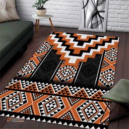 Orange Taniko Pattern Aotearoa Area Rug Niho Taniwha Mix Poutama LT14