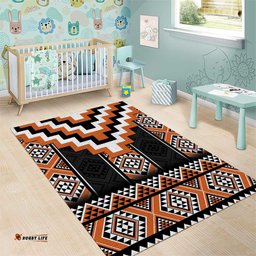 Orange Taniko Pattern Aotearoa Area Rug Niho Taniwha Mix Poutama LT14