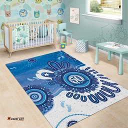 NAIDOC Week 2026 Area Rug 50 Years Deadly Dhari Blue Aboriginal Art LT14