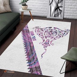 Mawhero Paua shell Kowhaiwhai Taniko Personalised Area Rug Manta Ray Shark-Turtle Maori Tribal Style LT9