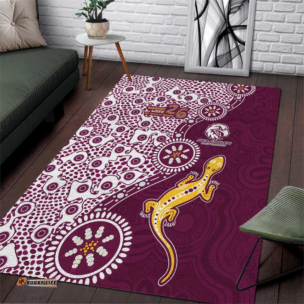 Manly Warringah Sea Eagles NAIDOC Week 2026 Area Rug Aboriginal Lizard Dot Painting - 50 Years of Deadly TS04