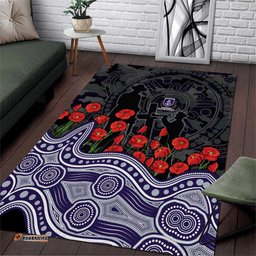 Fremantle Dockers ANZAC Day Area Rug Indigenous Dot Art with Poppy Flower Tribute TS04