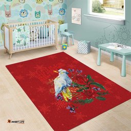 Merry Cocka-mas Area Rug Australia Christmas Red Art LT9