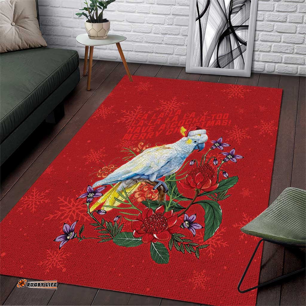 Merry Cocka-mas Area Rug Australia Christmas Red Art LT9