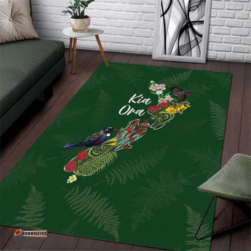 Kia Ora New Zealand Floral Area Rug Sage Green LT7
